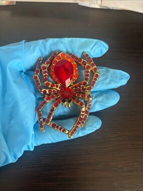 Red Crystal Spider Brooch - Women Jewelry